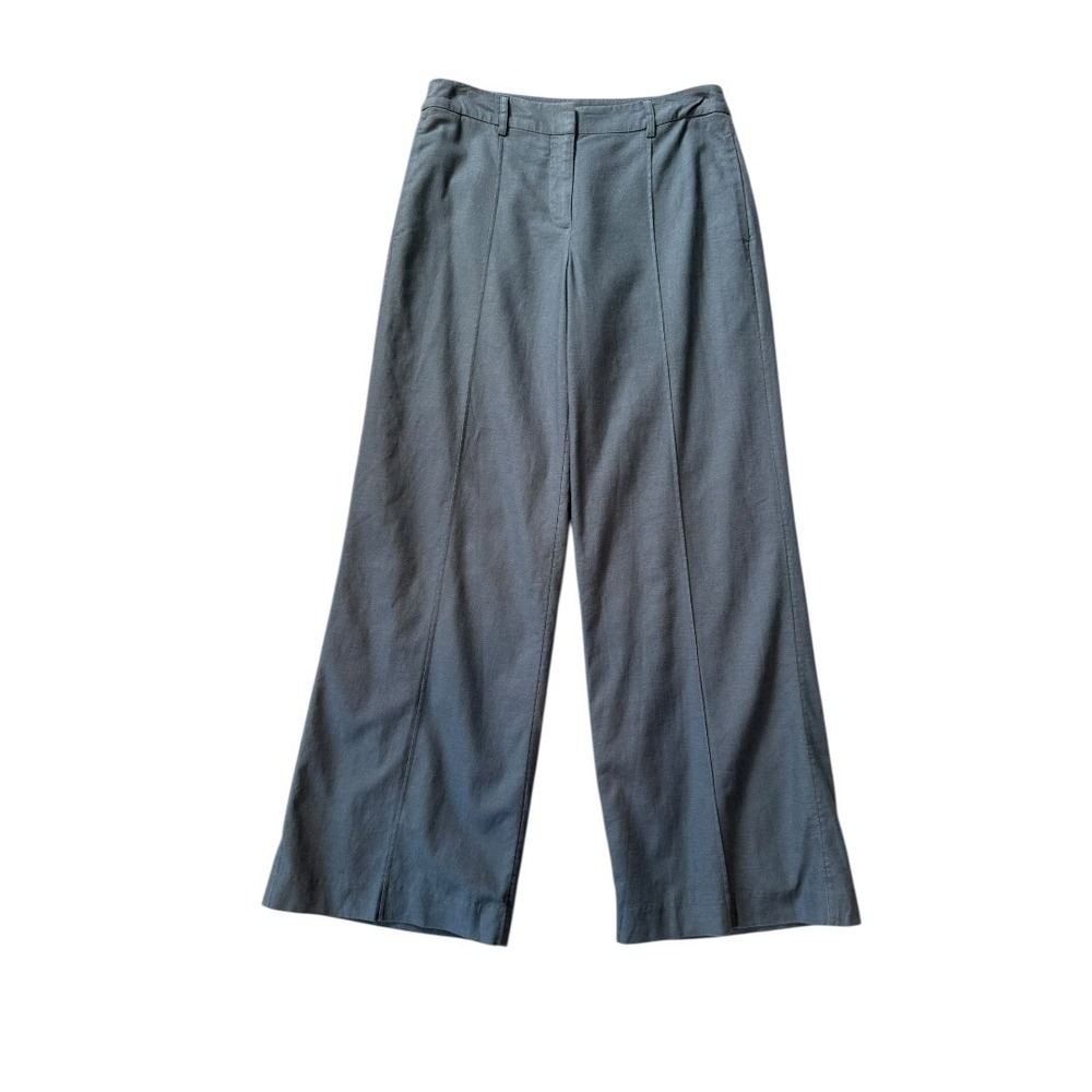 Open Edit Women's Wide Leg Pintuck Seam Trousers Gray Blue Size Small NWOT